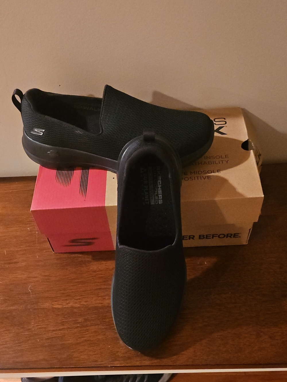 Skechers Go Walk Joy Black Slip-On Casual Sneakers NIB